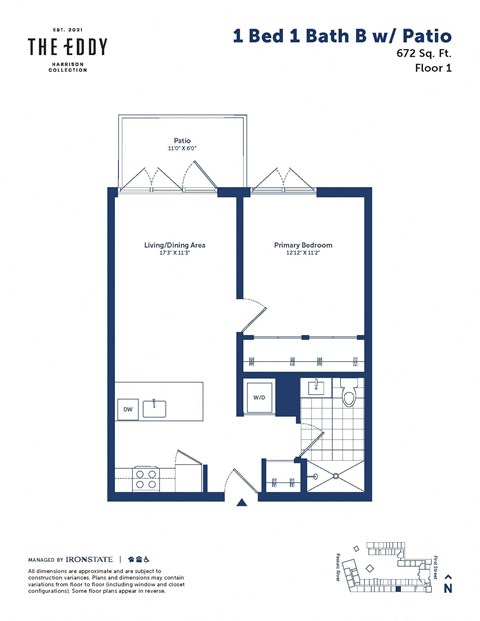 a floor plan of a 1 bed 1 bath b apt